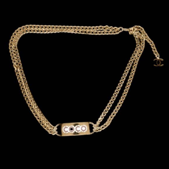 Chanel Coco Gold with Pink Rhinestone Belt/Necklace
